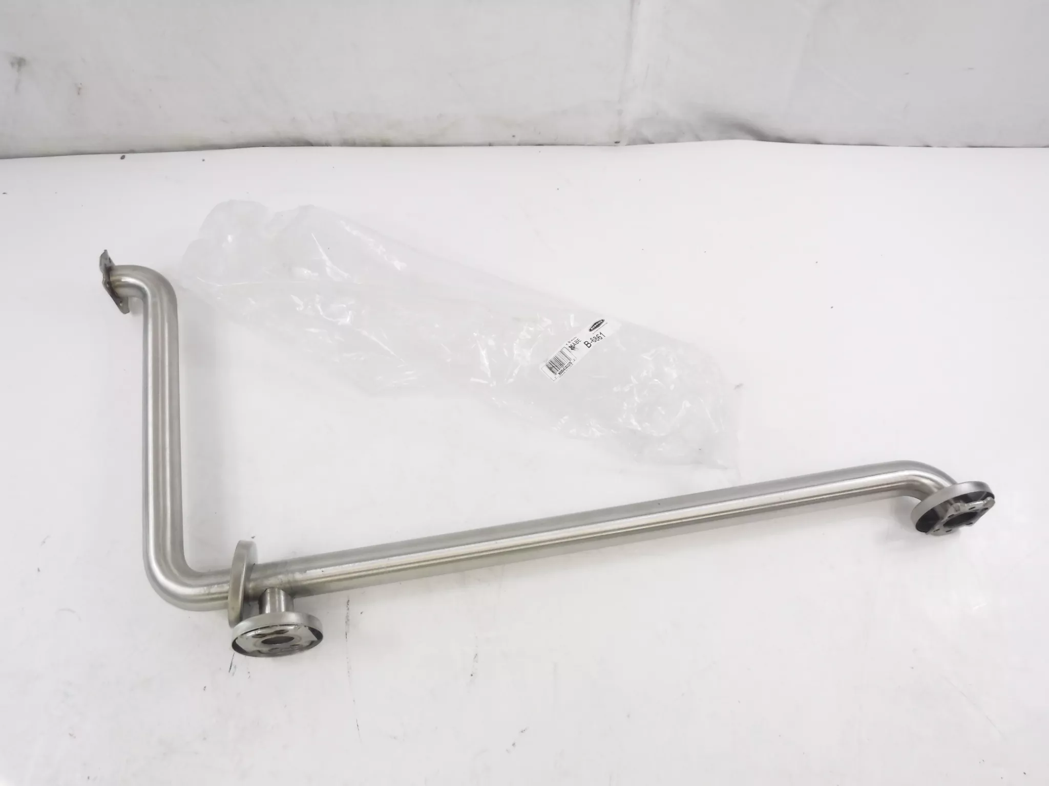Bobrick 39-7/8″ x 27-7/8L 3″W Stainless Steel Two Wall Shower Grab Bar B-6861