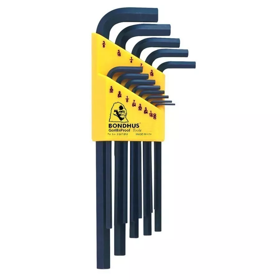 Bondhus Set of 13 Hex L-wrenches .050-3/8 - Long