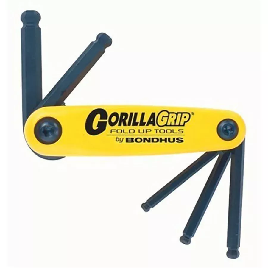 Bondhus Set of 5 Hex GorillaGrip Fold-up Ball-End L-wrenches 3/16-3/8
