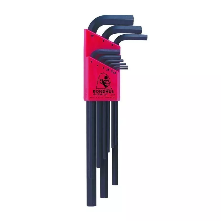 Bondhus Set of 9 Hex L-wrenches 1.5-10mm - Long