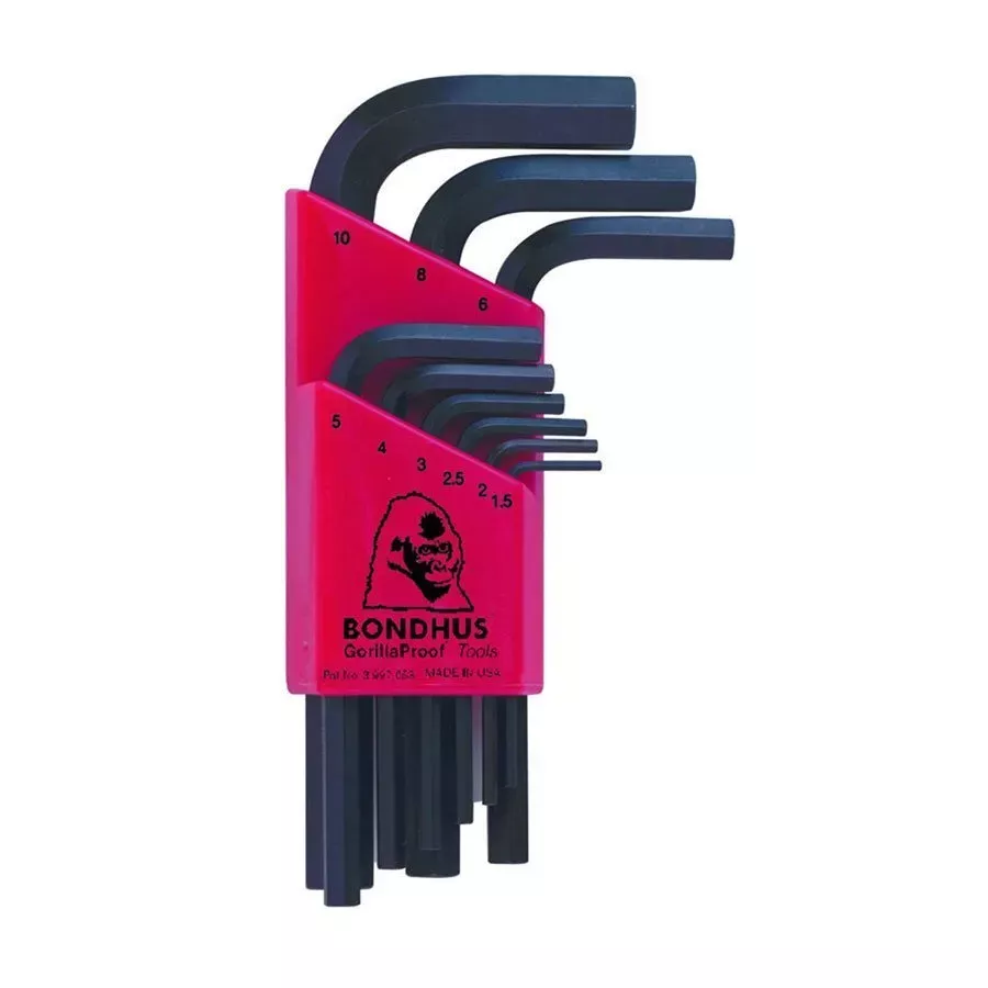 Bondhus Set of 9 Hex L-wrenches 1.5-10mm - Short