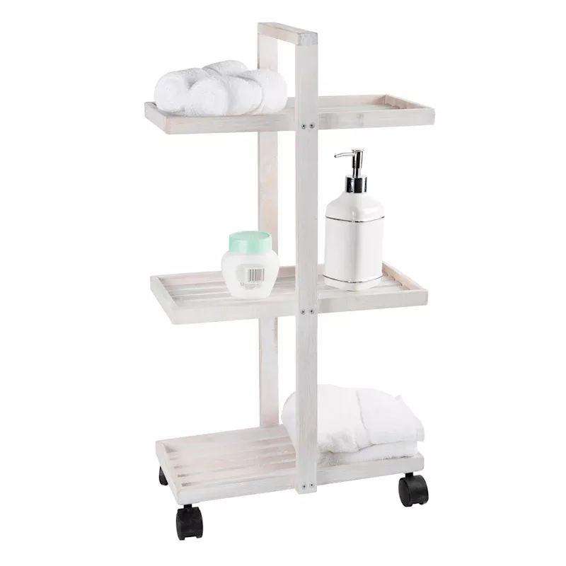 Borneo Utility Trolley, White Wood