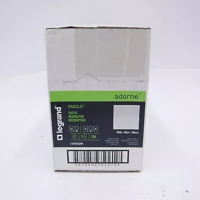 (Box of 4) Legrand ASPD2032W4 Adorne Paddle Switch 1 Pole 3 Way 20A White