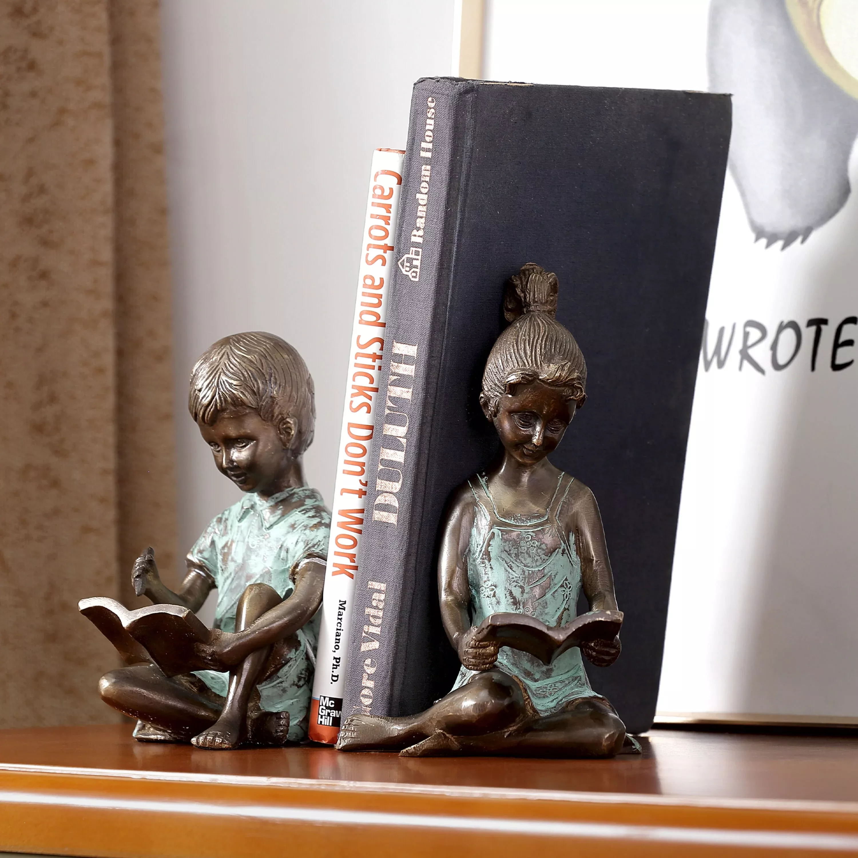 Boy & Girl Bookends, Set of 2