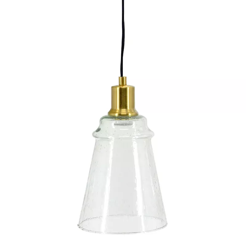 Brass Seeded Glass Hardwire Pendant Light, 11"