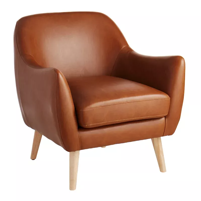 Braxton Faux Leather Accent Chair, Cognac