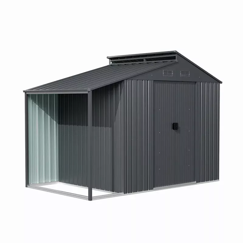 Breeins Outdoor Galvanized Steel Storage Shed With Lean-to