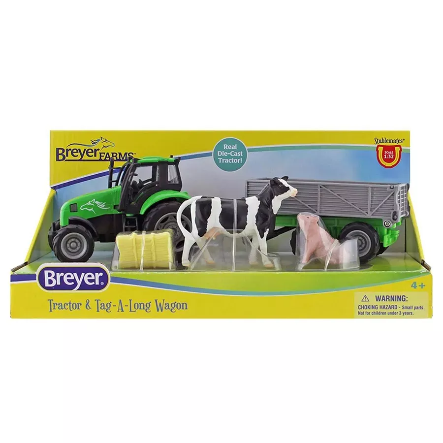 Breyer Farms Tractor and Tag-a-Long Wagon Playset