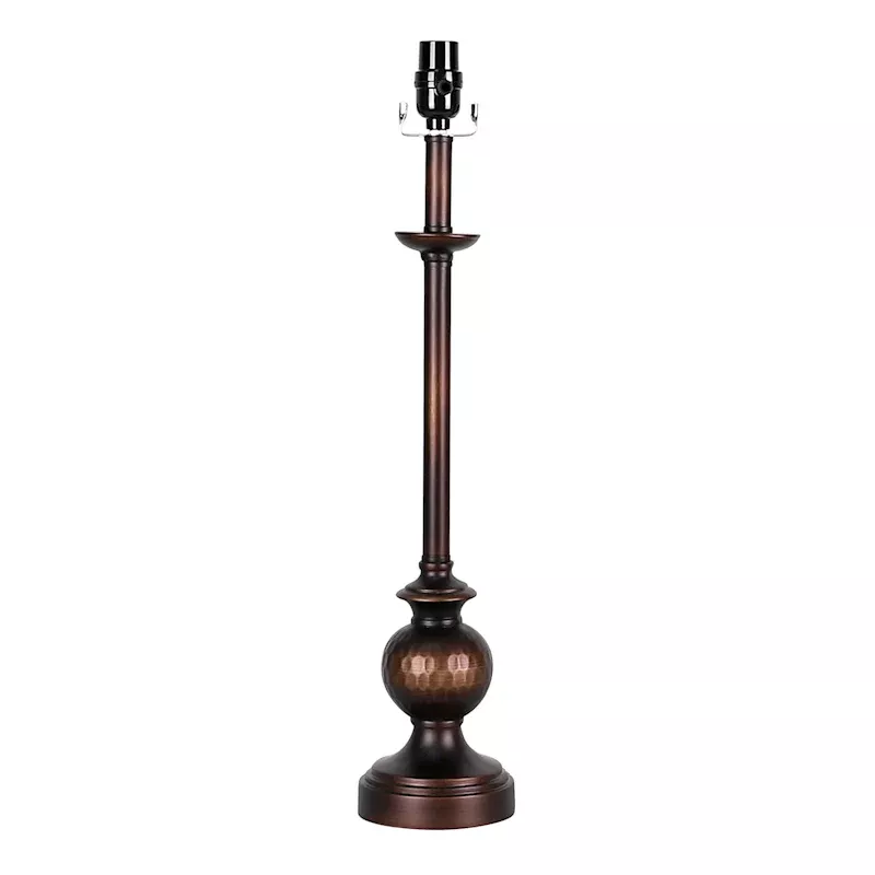 Bronze & Wood Table Lamp Base, 24"