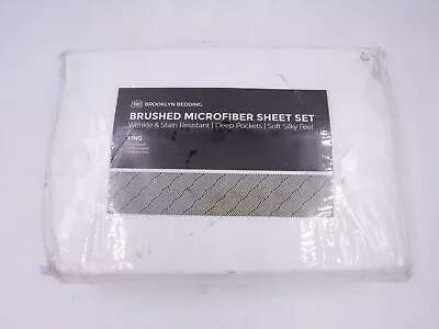 Brooklyn Bedding Brushed Microfiber Sheet Set White King 2 Sheets, 1 Pillow Case