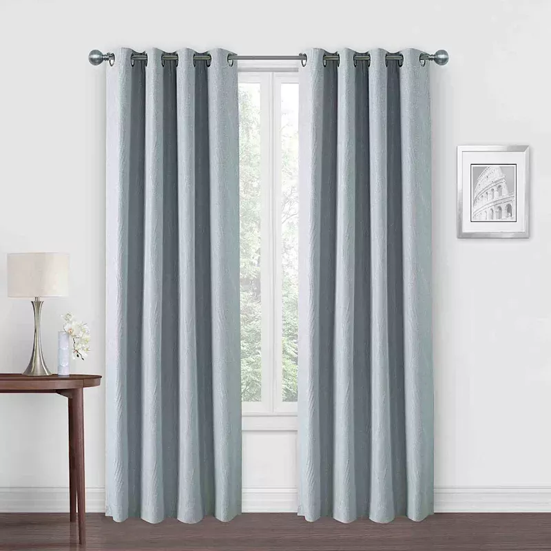 Brooks Grey & Silver Grommet Blackout Curtain Panel, 84"