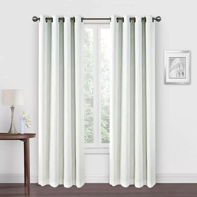 Brooks White & Silver Grommet Blackout Curtain Panel, 84"
