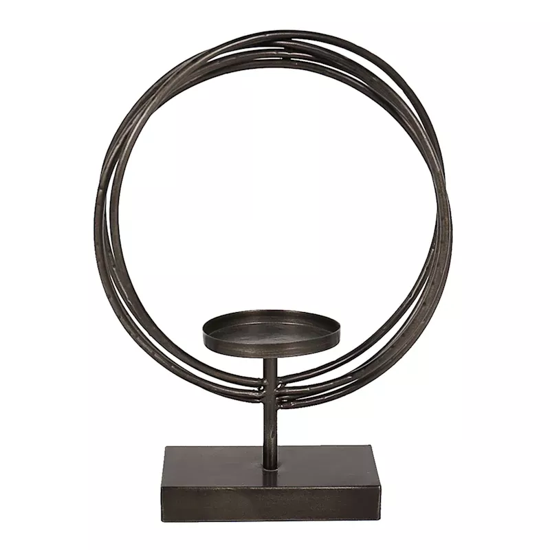 Brown Circle Pillar Candle Holder, 13"