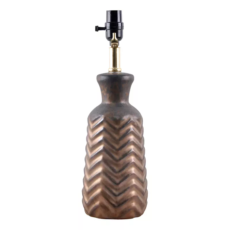 Brown Distressed Chevron Lamp, 16"