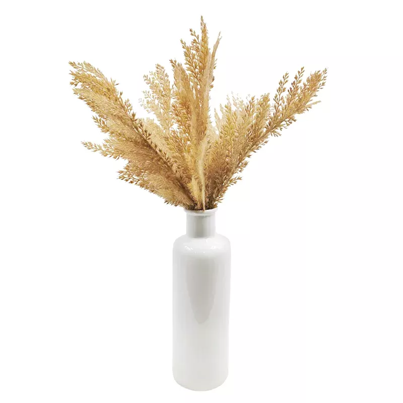 Brown Grass in White Ceramic Pot, 22"