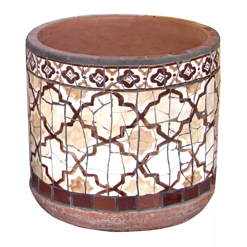 Brown Mosaic Ceramic Outdoor Planter, Medium
