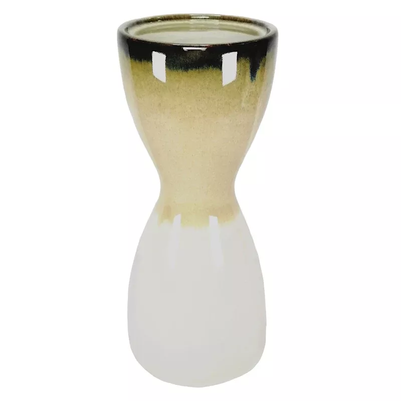 Brown Reactive Glaze Ceramic Pillar Candle Holder, 10"