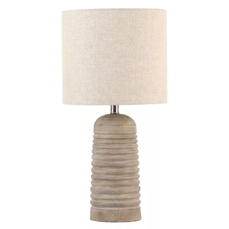 Brown Ribbed Table Lamp with Shade, 24"