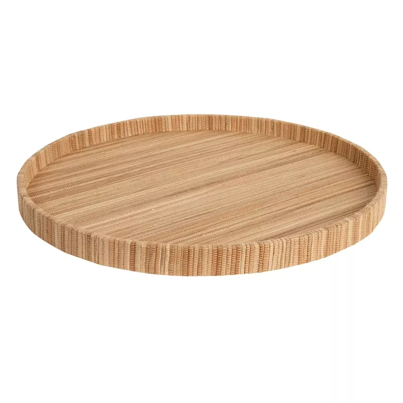 Brown Seagrass Woven Round Tray, 16"