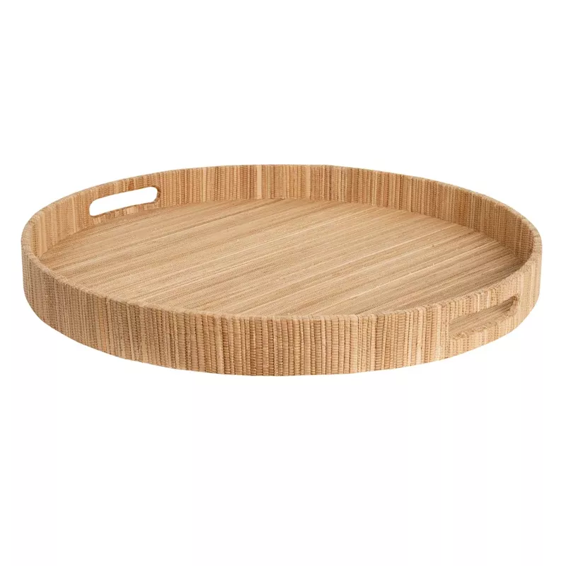 Brown Seagrass Woven Round Tray, 20"