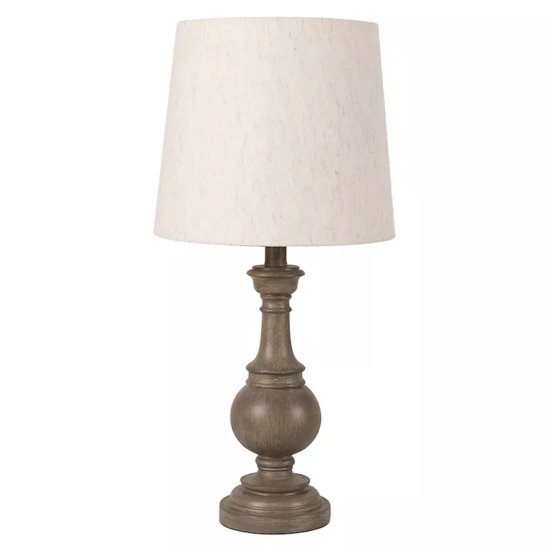 Brown Spindle Table Lamp with Shade, 18"