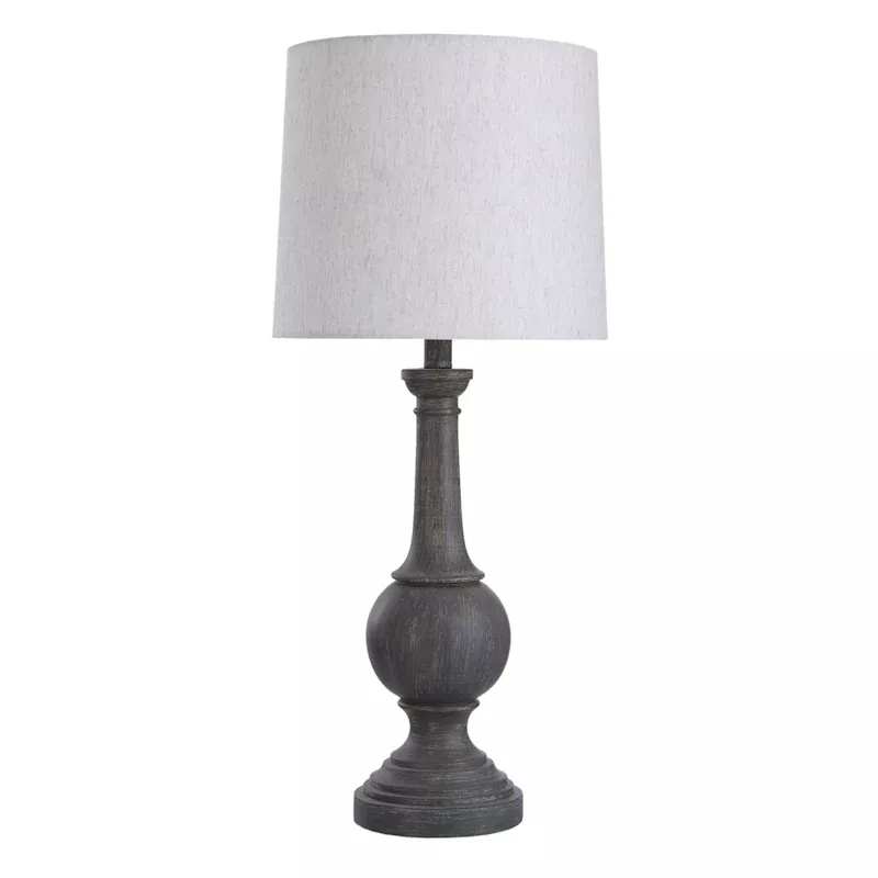 Brown Spindle Table Lamp with Shade, 19"