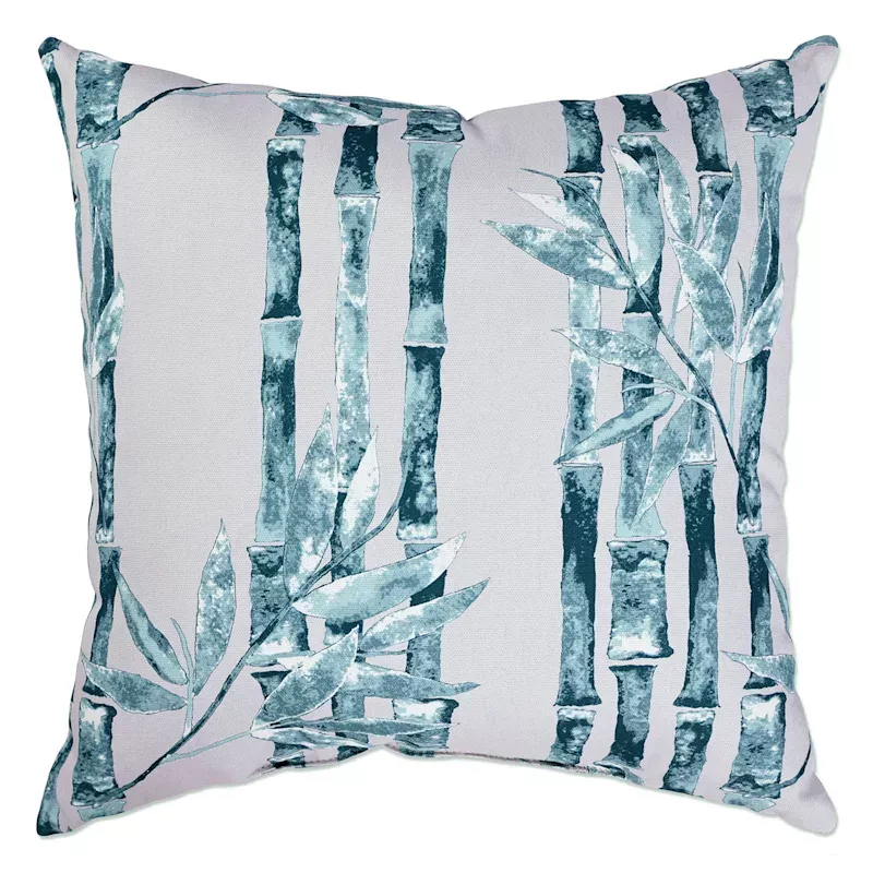 Bryant White Bamboo Striped Square Outdoor Throw Pillow, 16"