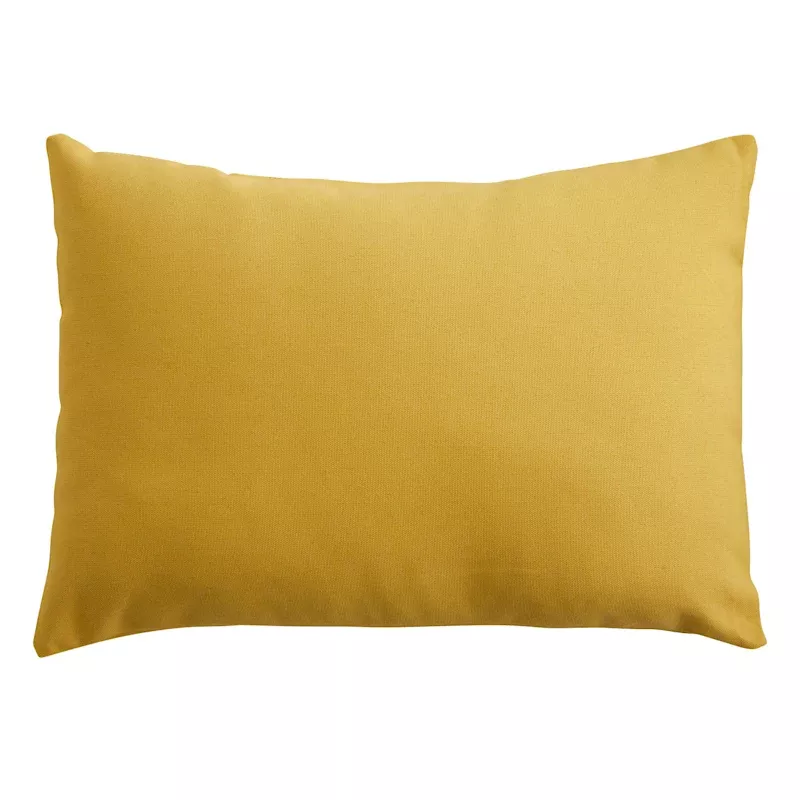 Butter Yellow Canvas Lumbar Outdoor Throw Pillow, 14x20