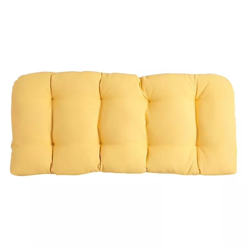 Butter Yellow Canvas Outdoor Wicker Settee Cushion