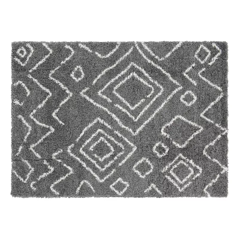 (C167) Dark Grey & Ivory Moroccan Style Shag Runner, 2x6