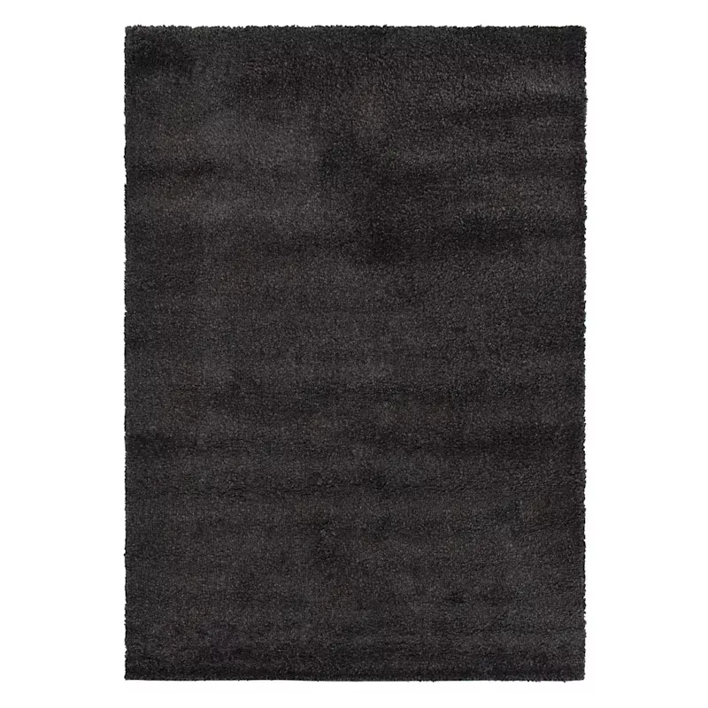 (C180) Parma Dark Grey Shag Accent Rug, 3x5