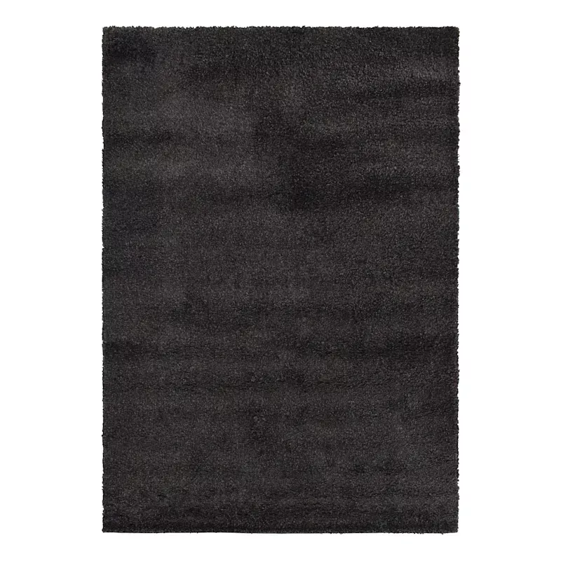 (C180) Parma Dark Grey Shag Area Rug, 5x7