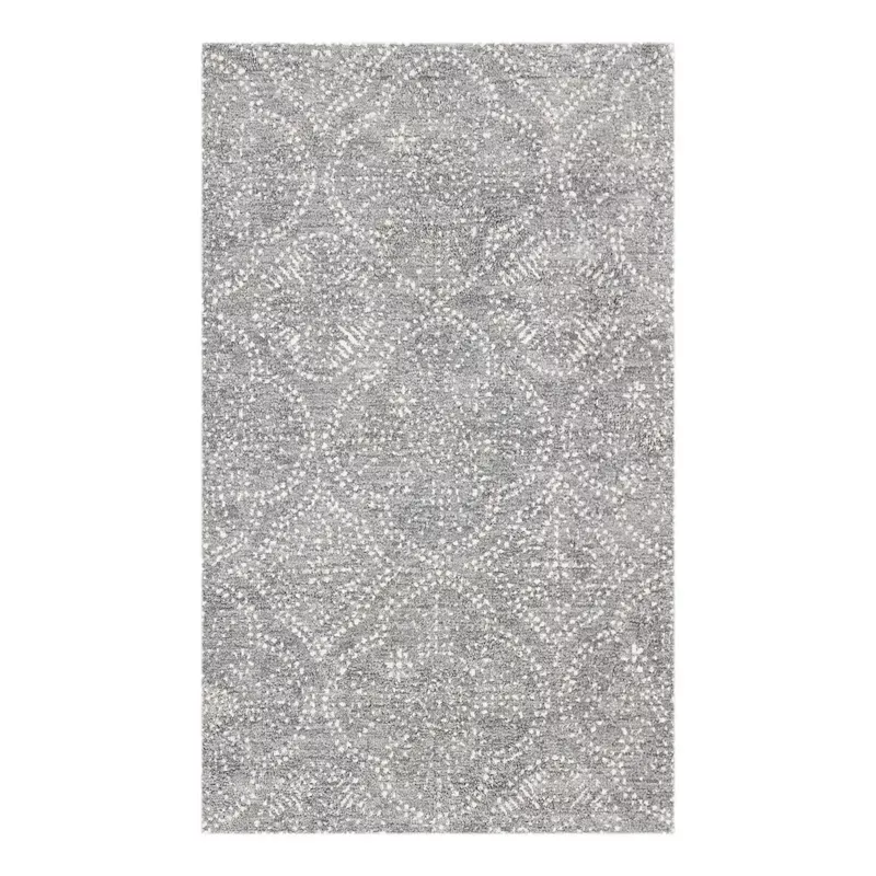 (C191) Hayne Grey Floral Shag Accent Rug, 3x5
