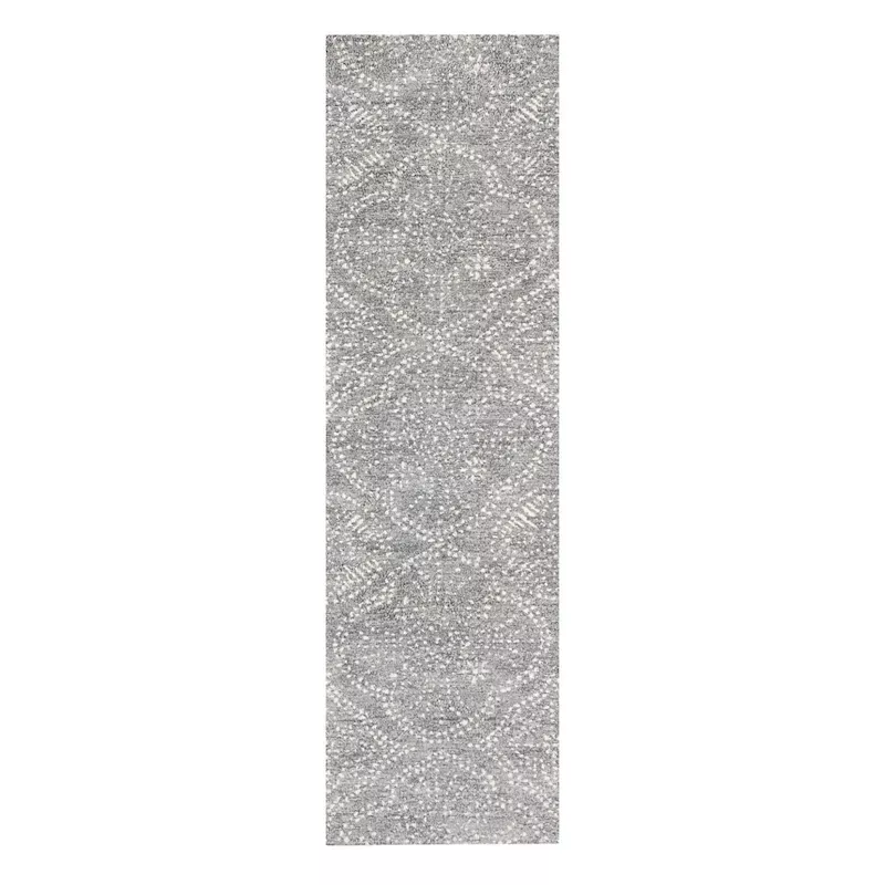 (C191) Hayne Grey Floral Shag Runner, 2x7