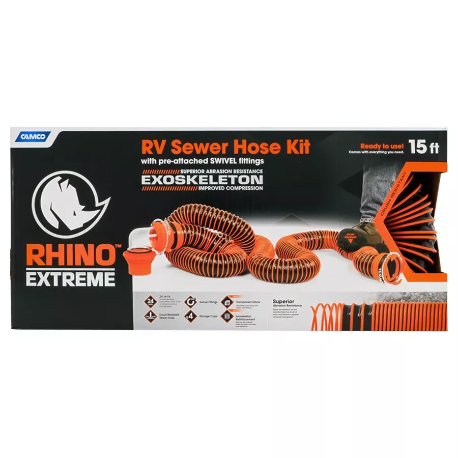 Camco RhinoEX 15' Sewer Hose Kit