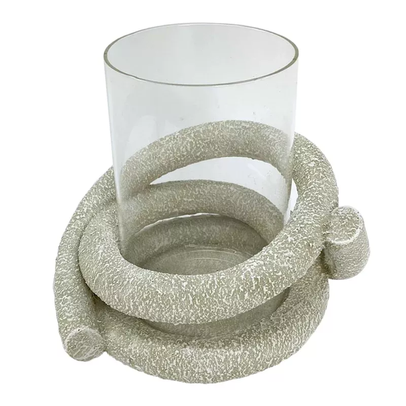 Candle Holder with Glass, 6.7"