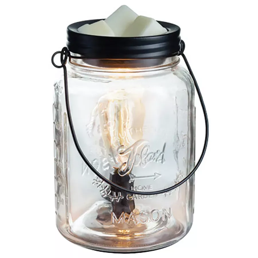 Candle Warmers Glass Mason Jar Vintage Bulb Illumination Fragrance Warmer - Deluxe