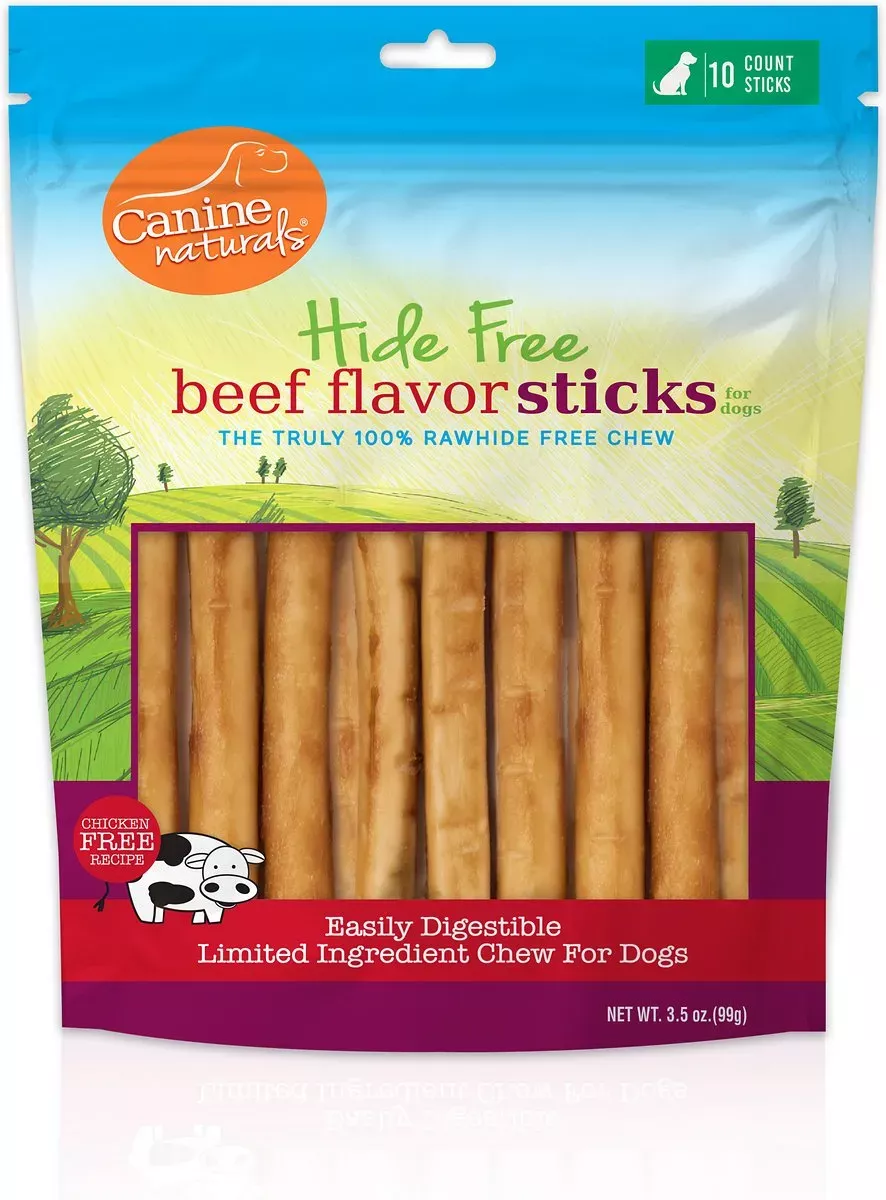 Canine Naturals Hide-Free Beef Sticks - 10 pk - 5"