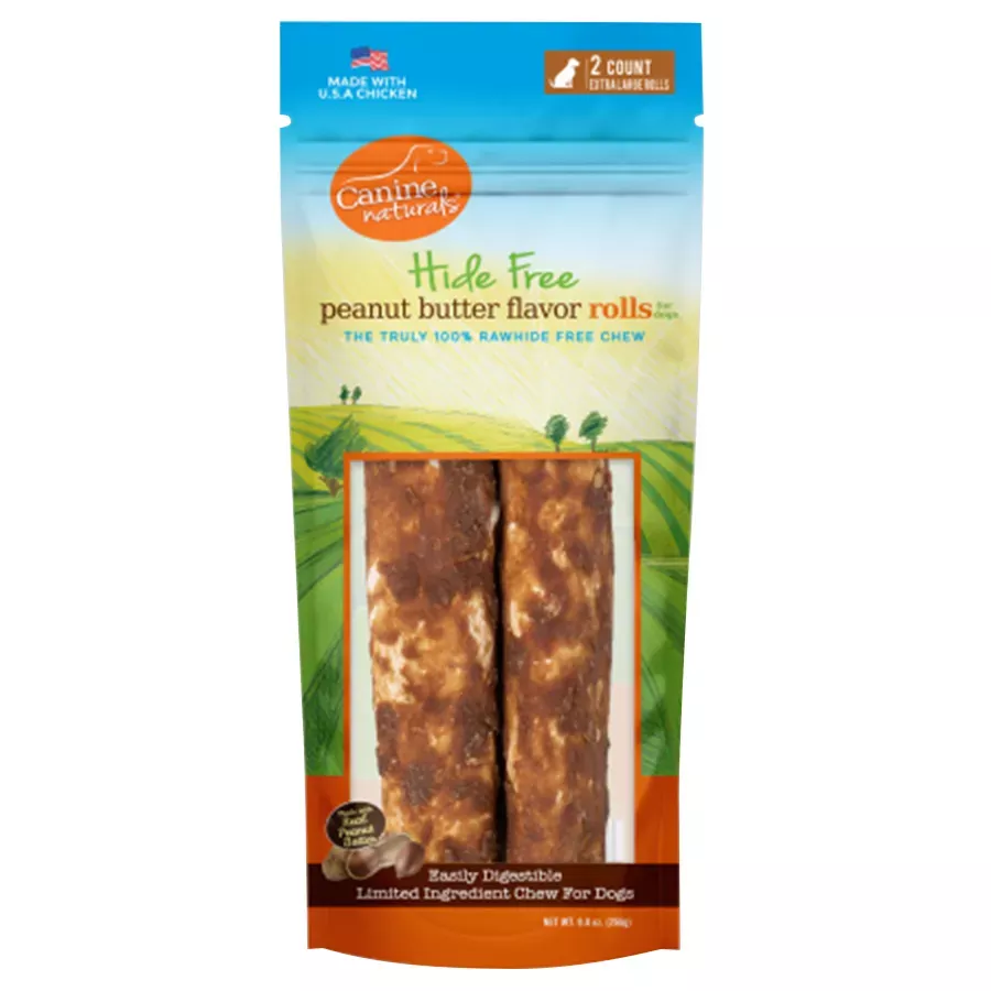 Canine Naturals Hide-Free Peanut Butter Rolls - XL - 2 pk