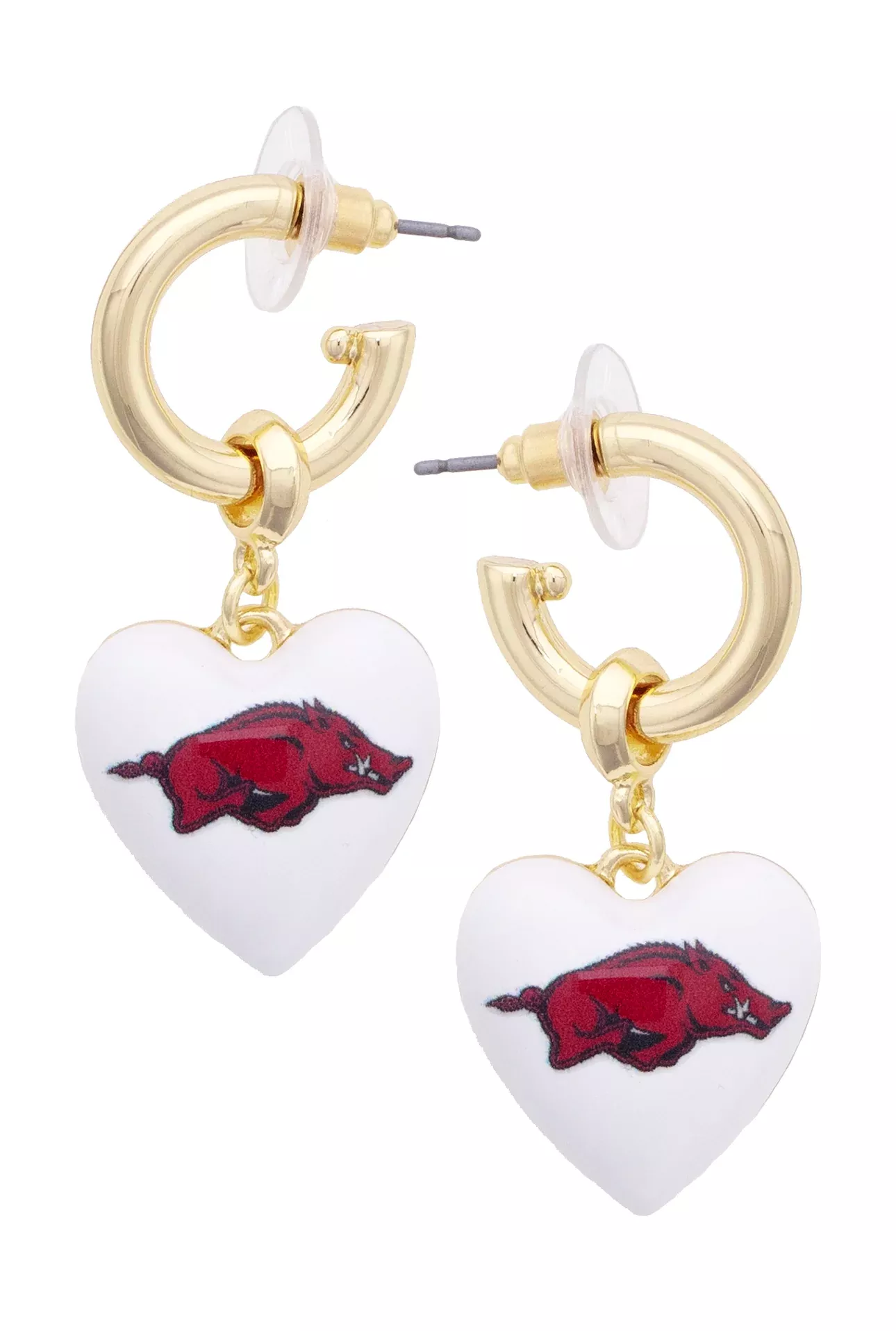 Canvas - Arkansas Razorbacks Heart Drop Earrings