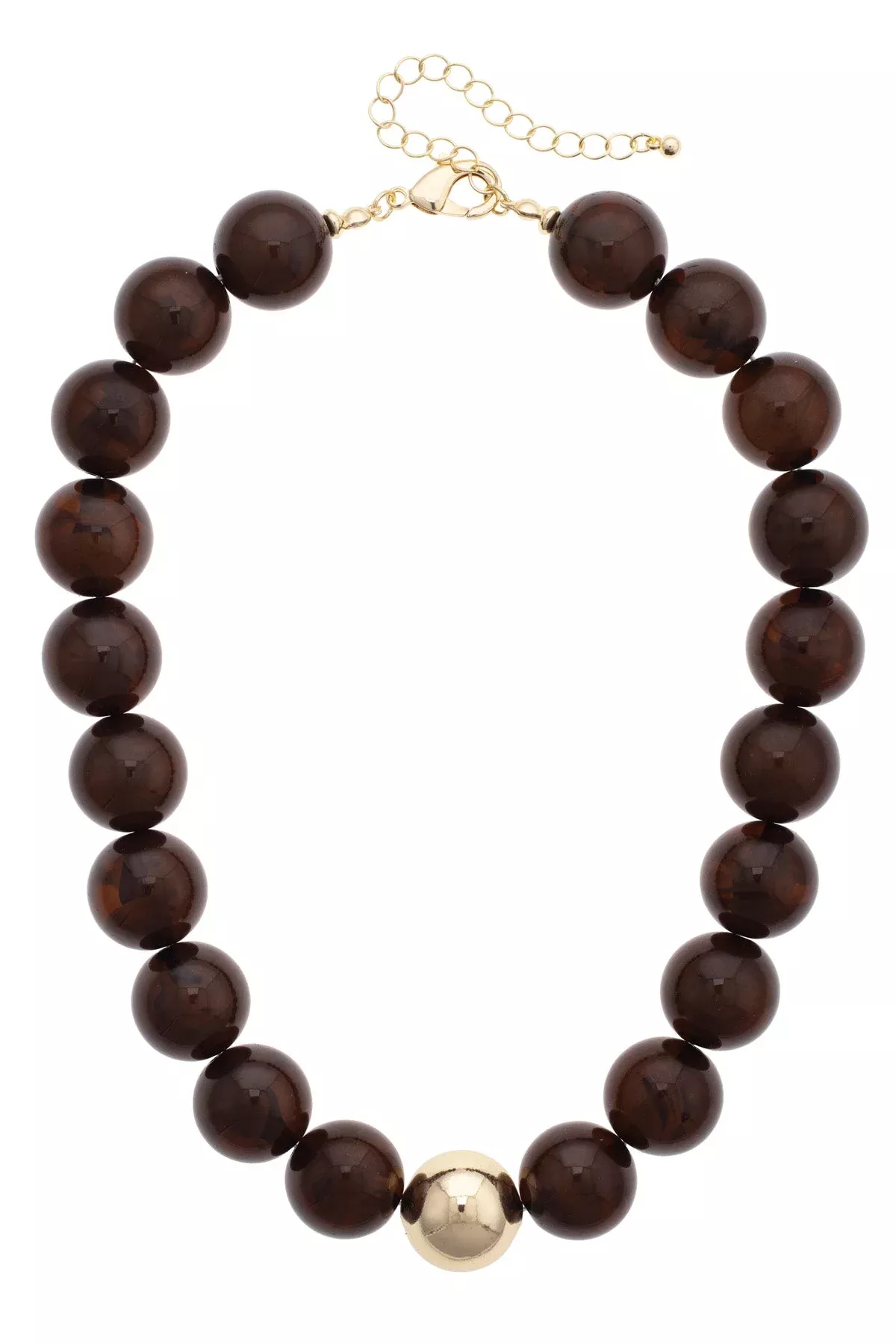 Canvas - Marjorie Beaded Gumball Necklace, Brown