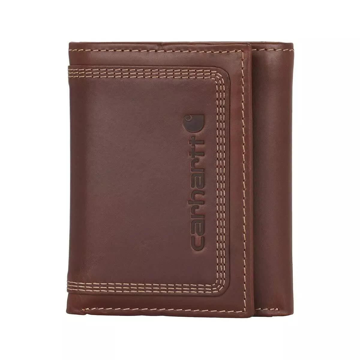 Carhartt Men's Leather Triple-Stitched Trifold Wallet