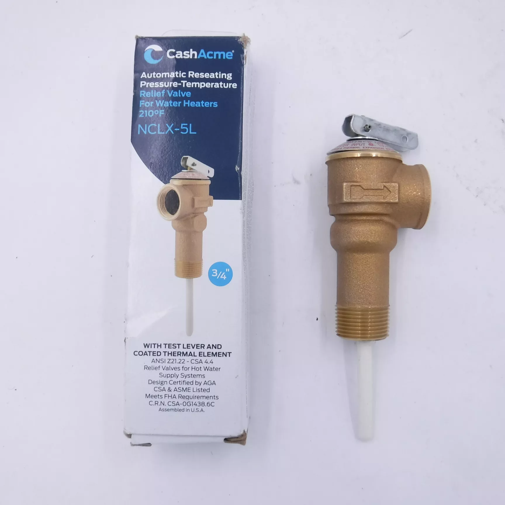 Cash Acme 18822A-0150 150PSI Bronze Temperature & Pressure Relief Valve 3/4″