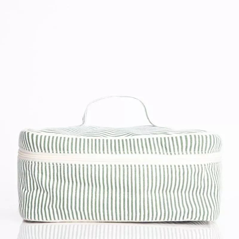 CB Station - Stripes Train Case, Myrtle Green
