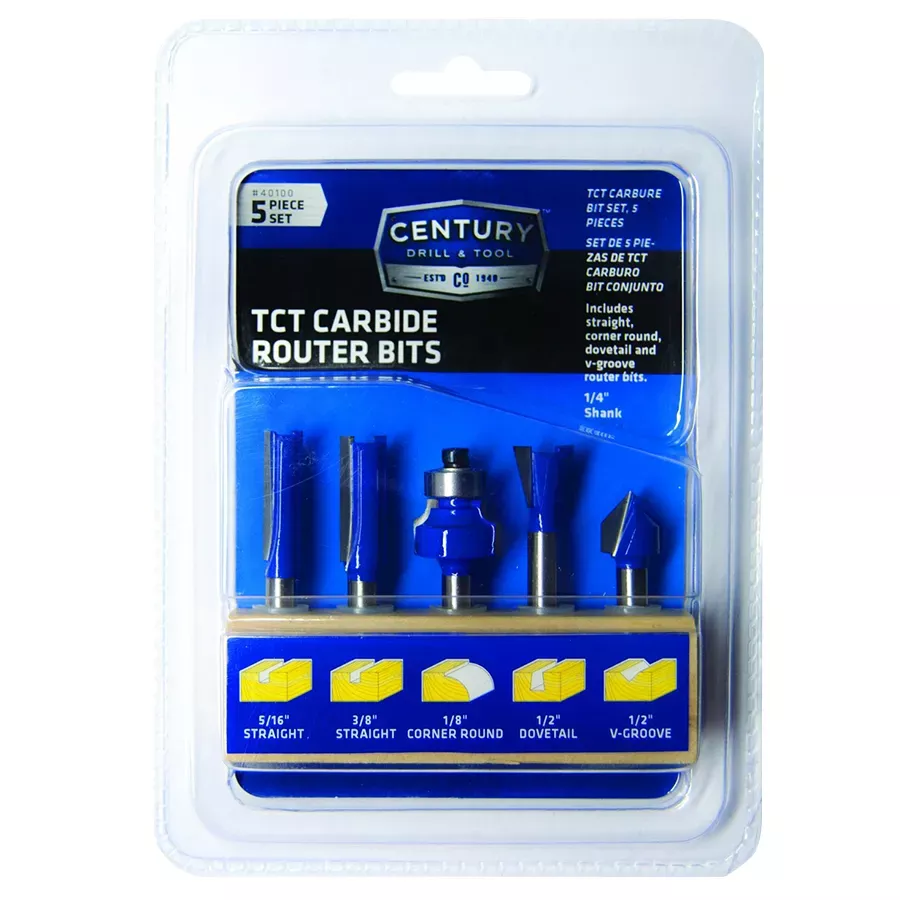 Century Drill and Tool TCT Carbide Router Bit Set - 5 pcs