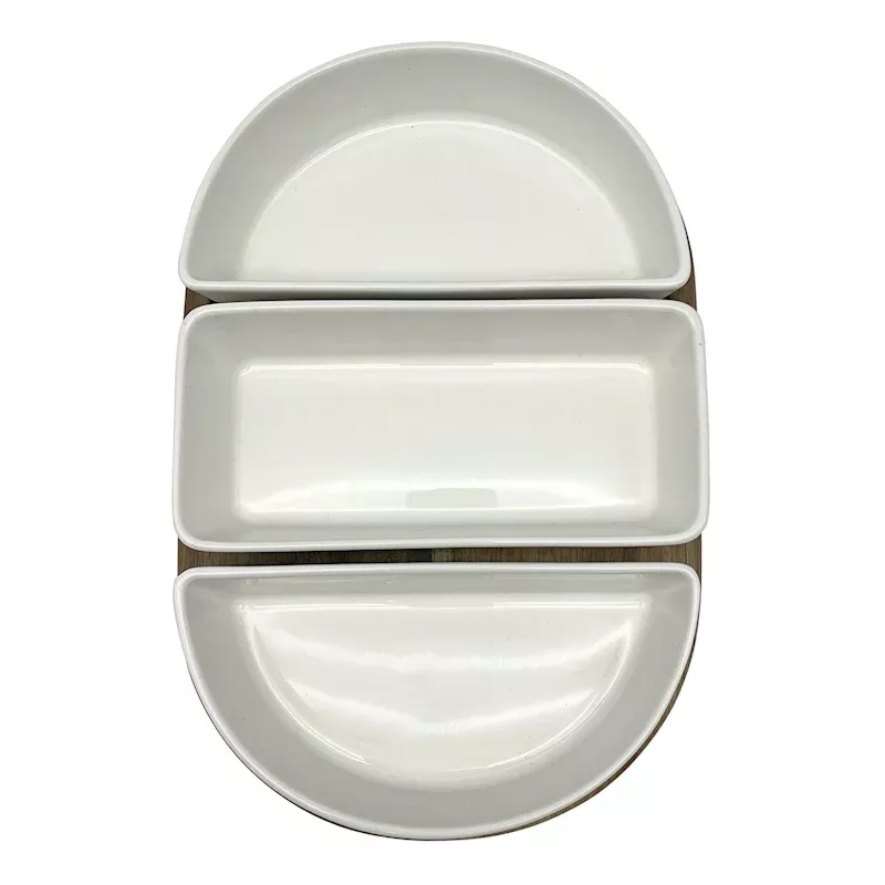Ceramic Bowl with Wooden Tray Set