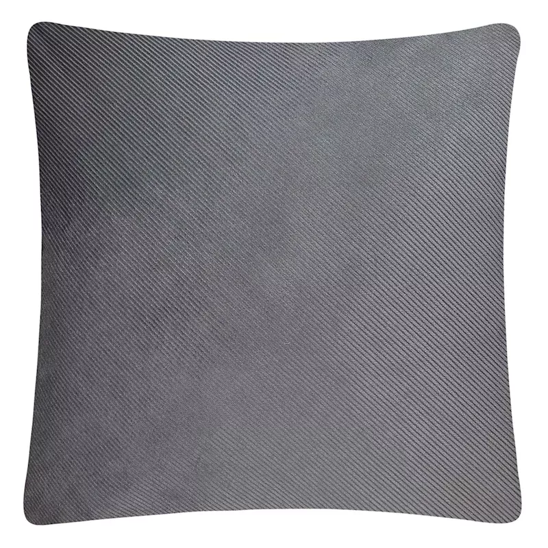 Charcoal Grey Diagonal Striped Throw Pillow, 24"
