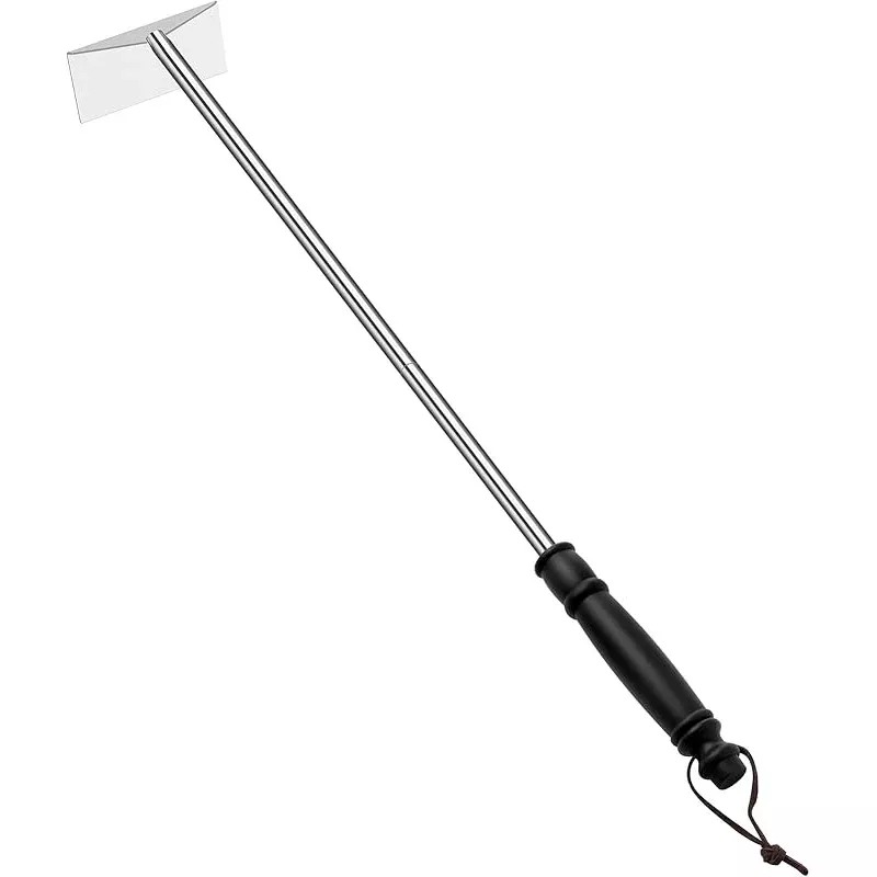 Charcoal Grill Ash Rake Hoe for Fireplace Wood Stove Pizza Oven, Stainless Steel BBQ Cleaner Poker Scraper, Elongated Cleaning Tool Accessories for Smoker, Ceramic, Kamado, Vision Grills