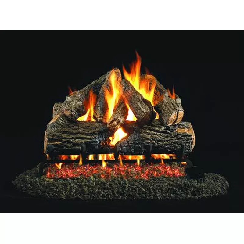 Charred Oak by Peterson Real Fyre Gas Log Set Vented with Variable Height Remote