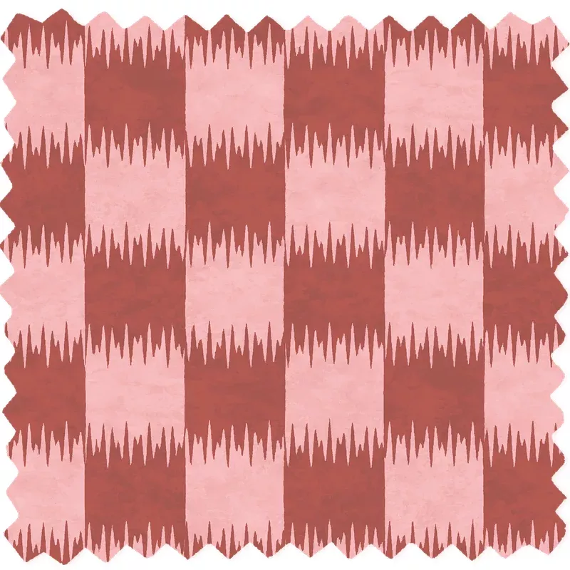 Checkmate Cherry Red Linen Fabric